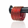 Red bangles on white background