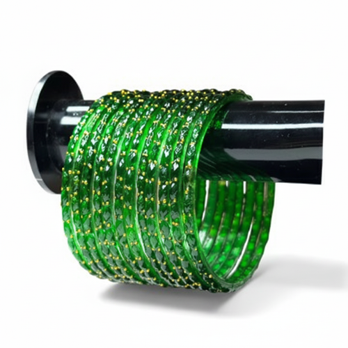Dark green bangles on white background