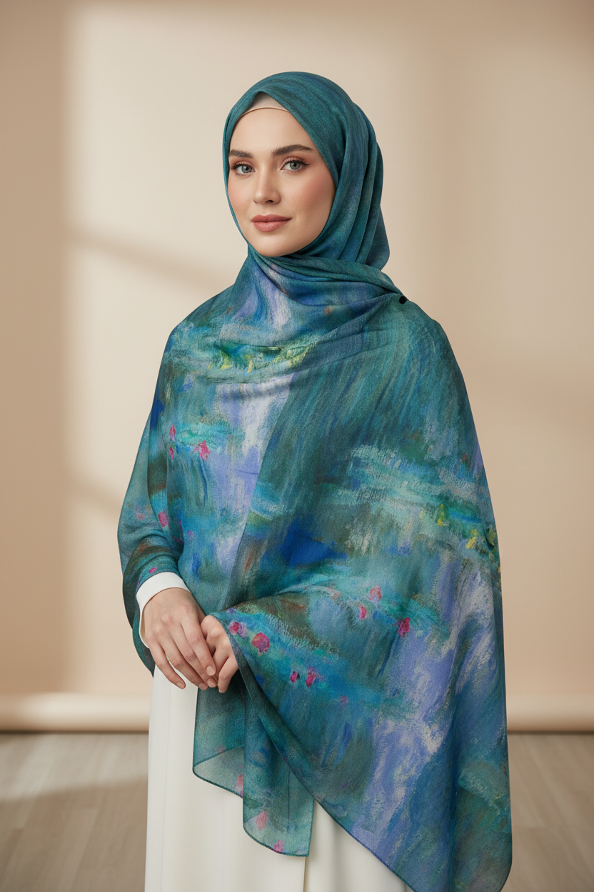 Floral Modal Scarf worn as hijab