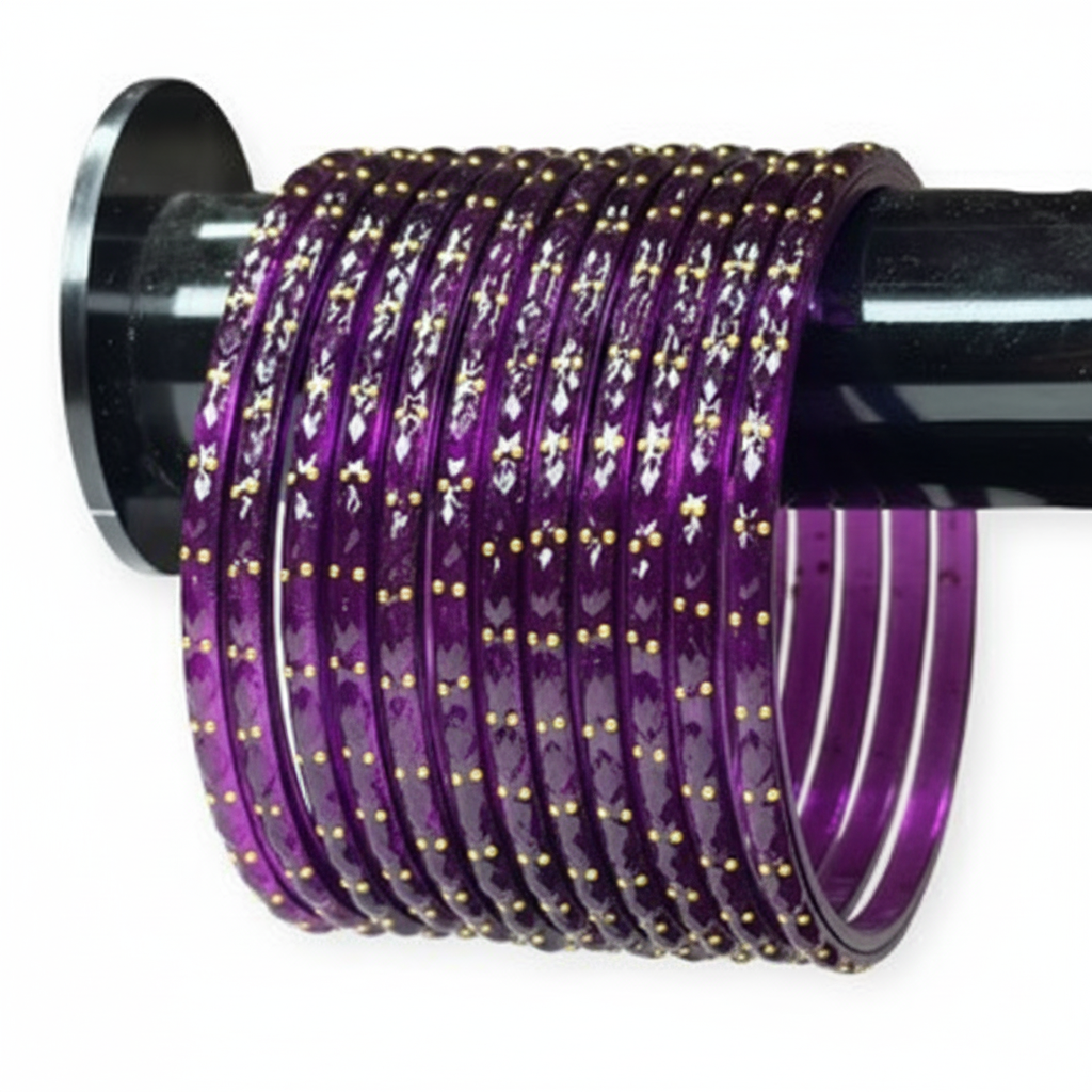 Purple bangles on white background