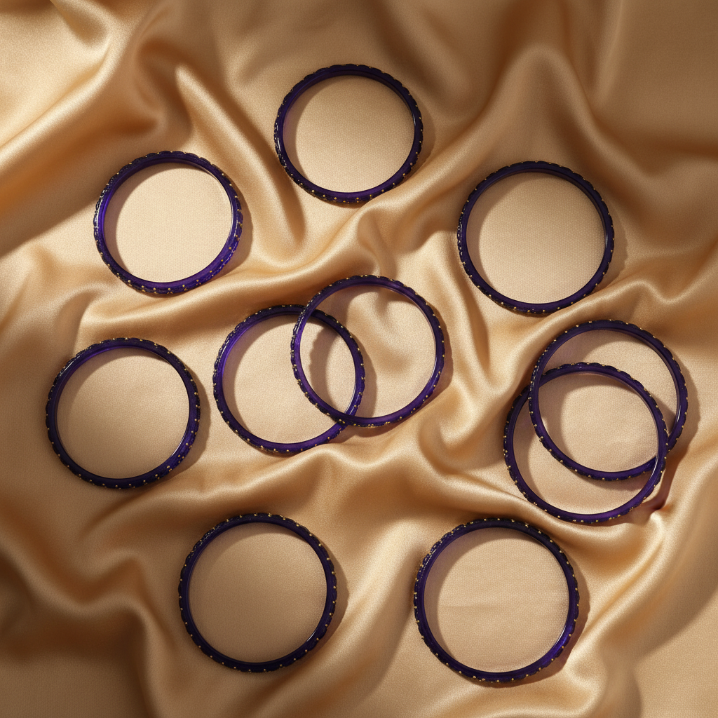 Purple bangles on gold champagne background