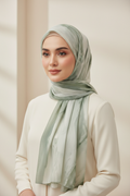 Sage Green Modal Scarf worn as hijab covering head and chest
