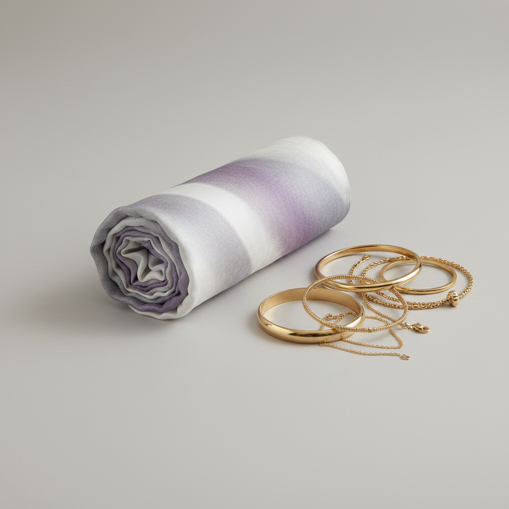 Multicolor Purple Modal Scarf Rolled with Bangles