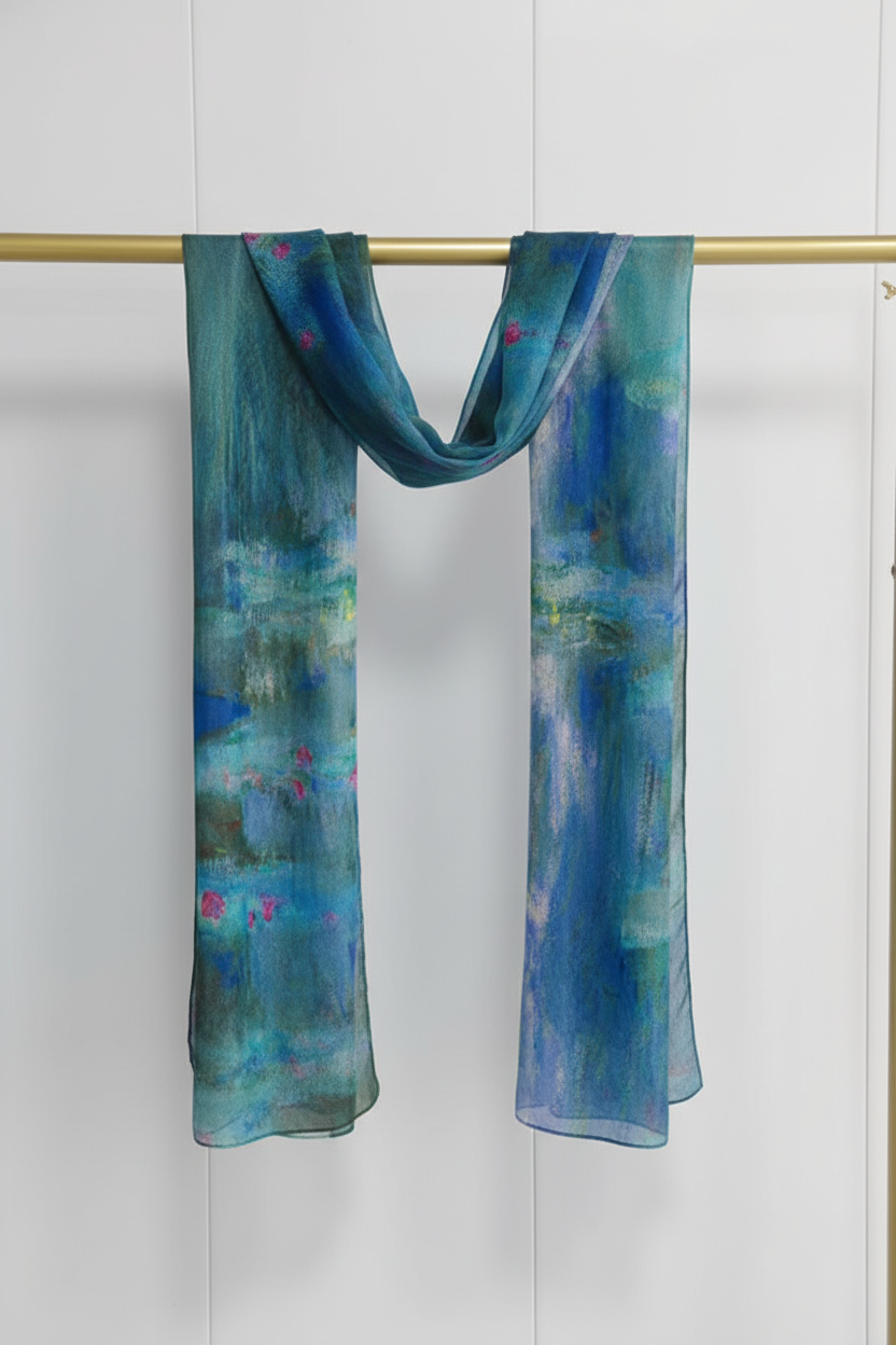 Floral Modal Scarf enhanced on gold rack