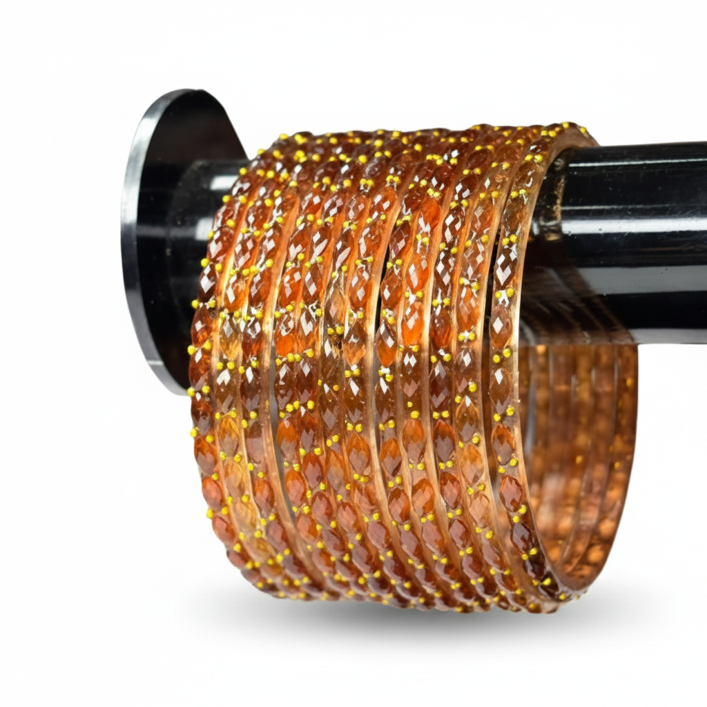 Rust bangles on white background